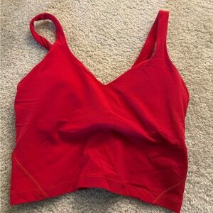 Red align tank with gold lululemon logo